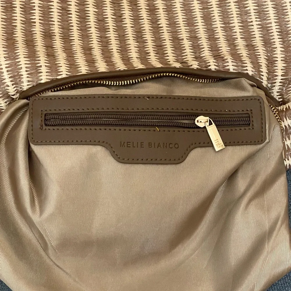 Anthropologie Melie Bianco The Brigitte Satchel‎ Raffia Edition in Tan / Cream